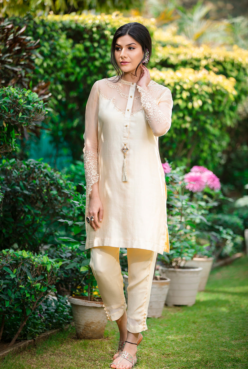 Yellow short kurta set