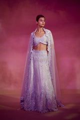 Aimee || Powder blue hand embroidered lehenga set