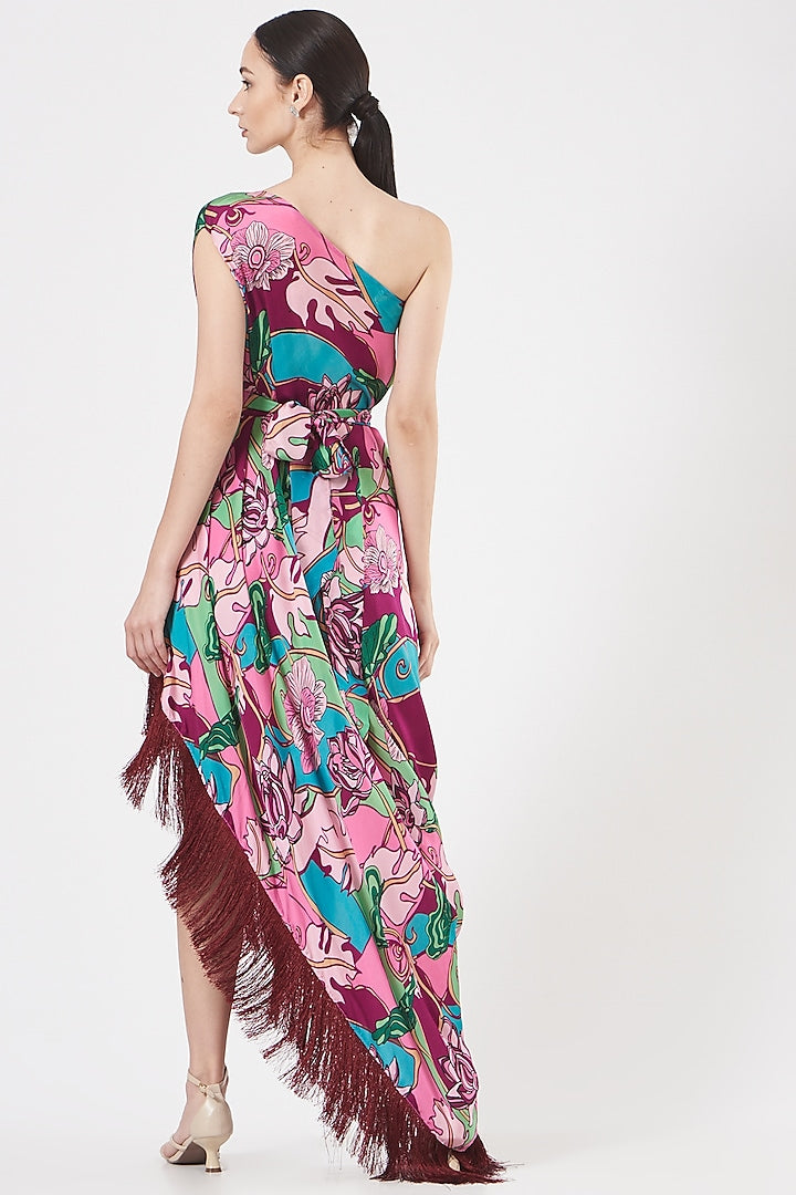 BURGUNDY PLUM ONE- SHOULDER MAXI DRESS
