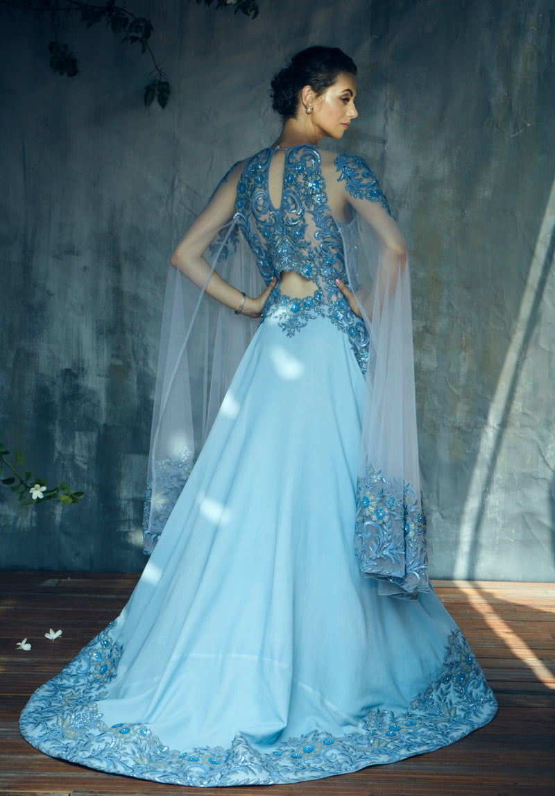 Blue cocktail gown deals