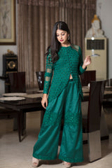 Emerald green drape jacket with pants