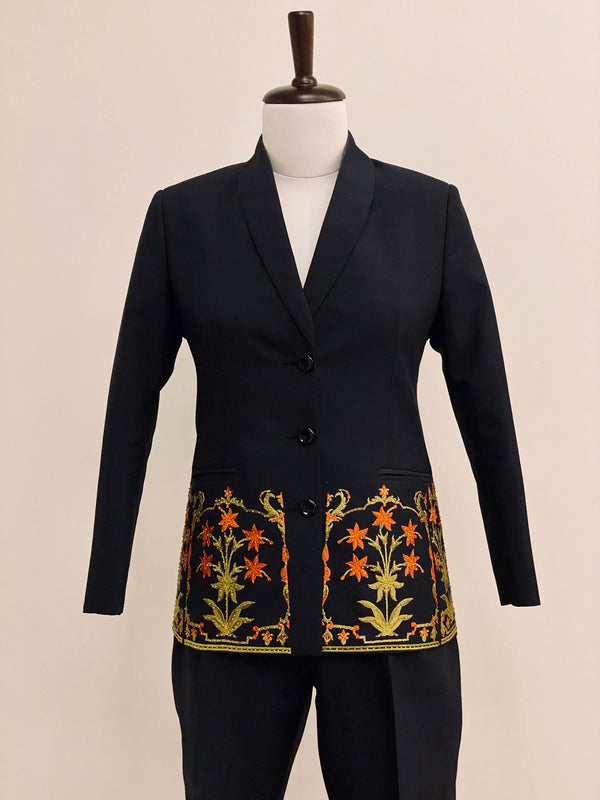 Black Co-ord set with floral embroidery