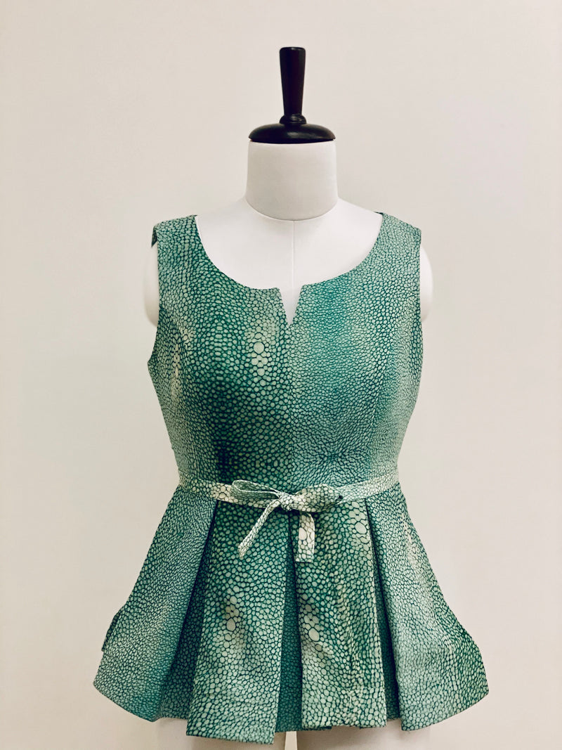 Green Printed Peplum Top