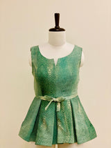 Green Printed Peplum Top