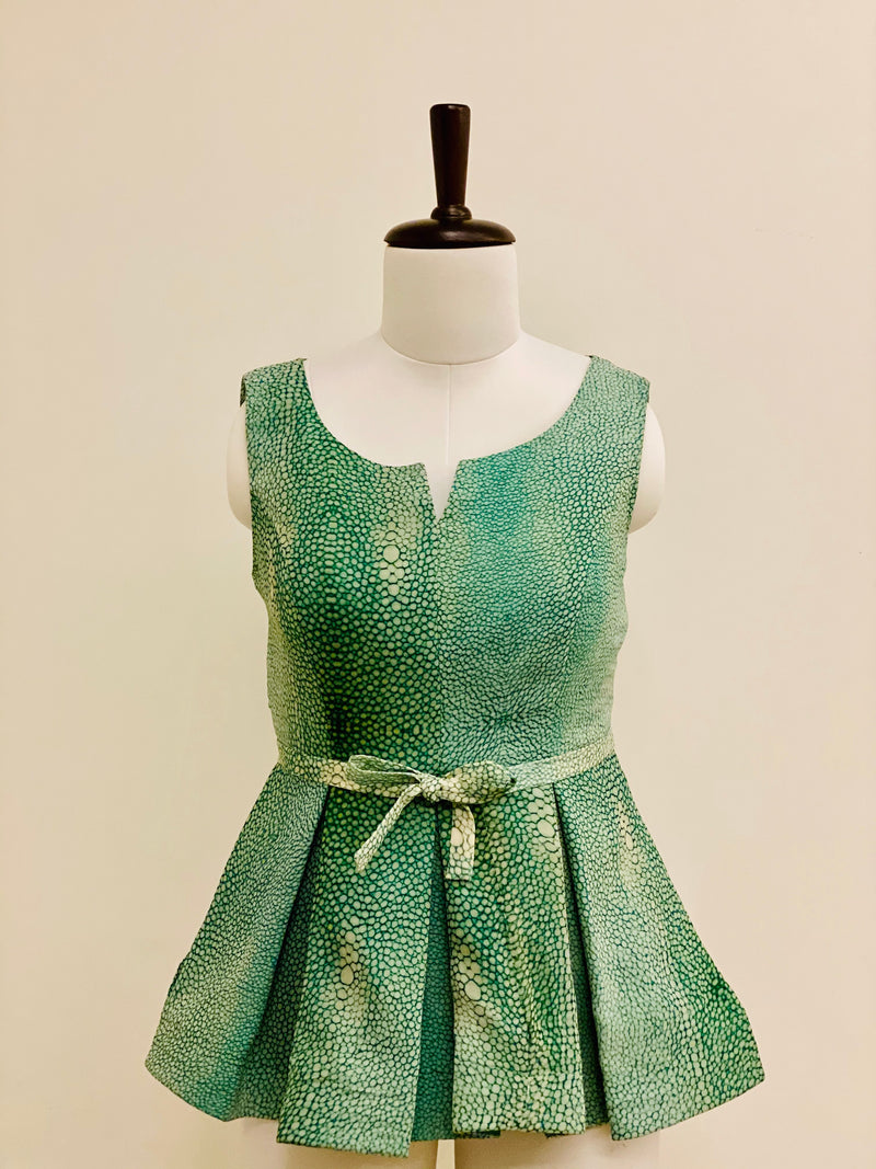 Green Printed Peplum Top