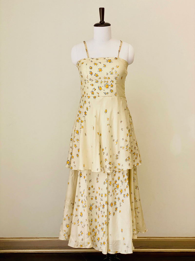 Cream White Floral Maxi dress