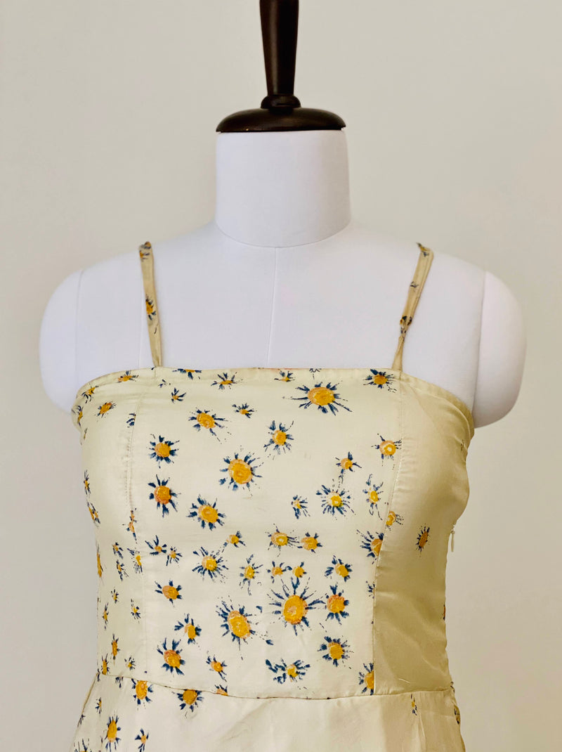 Cream White Floral Maxi dress