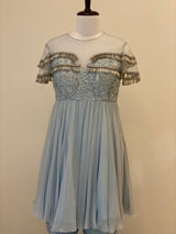 Powder Blue Gharara Suit with tassels and Palazzos