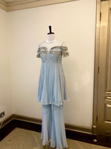 Powder Blue Gharara Suit with tassels and Palazzos
