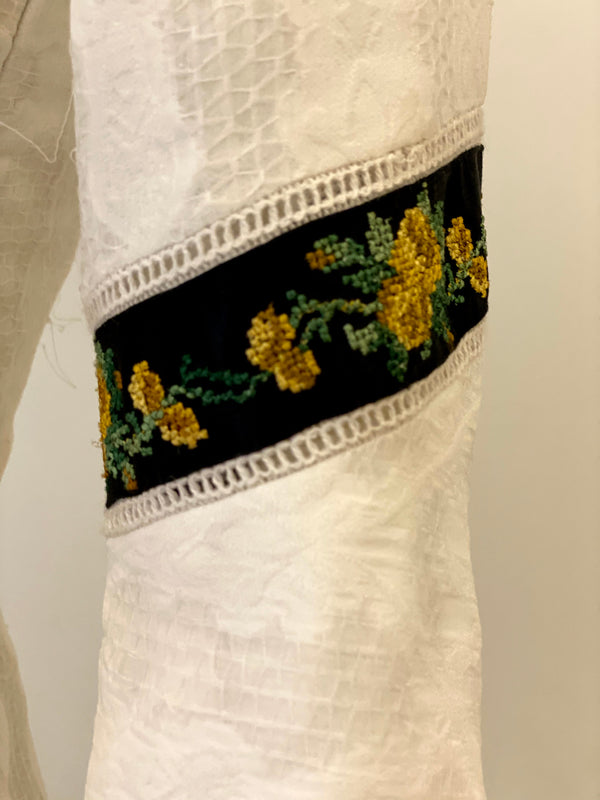 Off-White self texture cotton Peplum Top with embroidery details