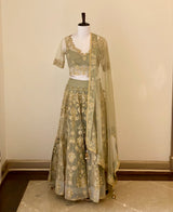 Earl Green fine threadwork Lehenga