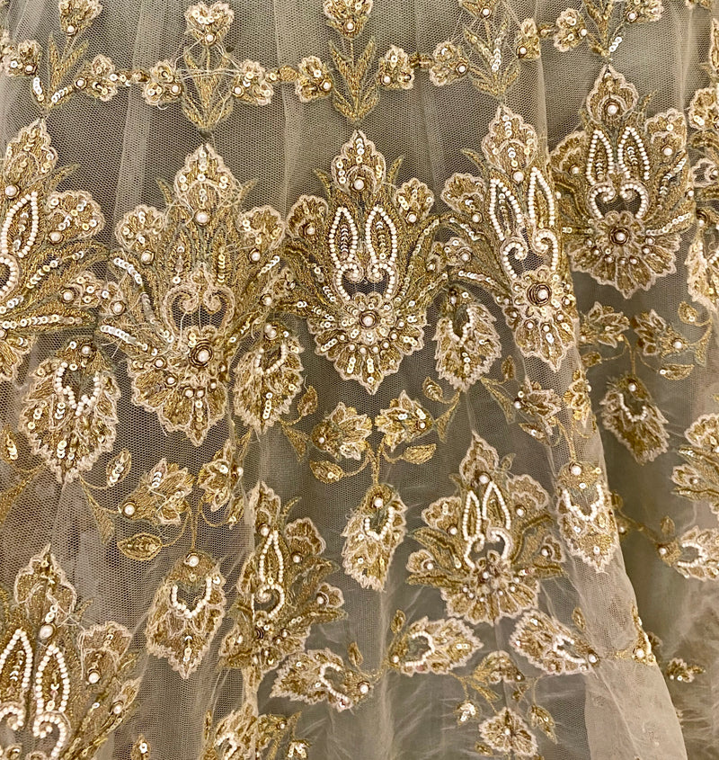 Earl Green fine threadwork Lehenga