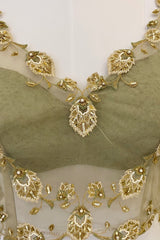 Earl Green fine threadwork Lehenga