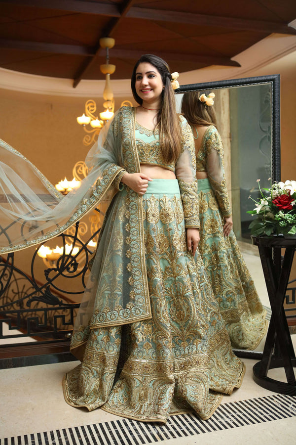 Sea foam lehenga