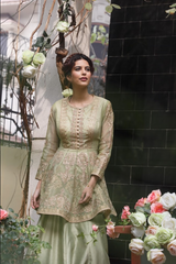 Sage Green peplum kurta with sharara